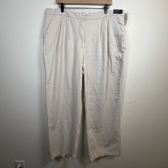 NWT Abercrombie And Fitch High Rise Wide Leg Cream Trousers Size 34/18R Pants - Picture 3 of 7